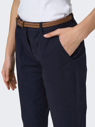 JACQUELINE DE YONG WOMEN'S CHICAGO MW BELTED CHINO PANTS (NIGHT SKY) 15311897 NGS