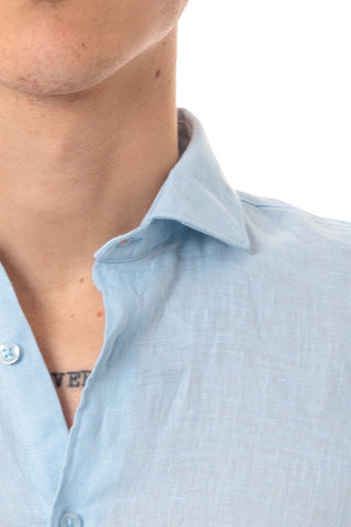 IMPURE CAMICIA IN LINO SLIM CON COLLETTO FRANCESE TINTO IN TESSUTO UOMO RILEY LINC25