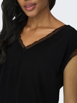 ONLY WOMEN'S T-SHIRT JASMINA V-NECK 15252241 BLK