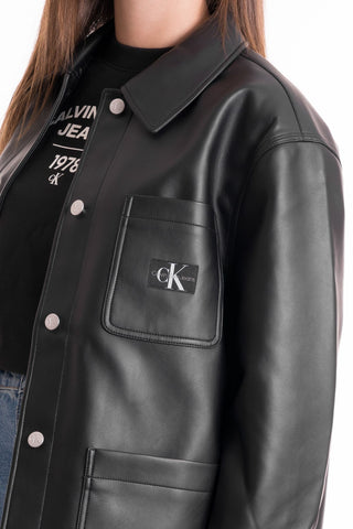 CALVIN KLEIN JEANS W FAUX LEATHER UTILITY JACKET J221592