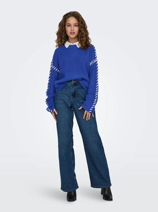 JACQUELINE DE YONG PULLOVER ROSELLA MANICA LUNGA DONNA (SODALITE BLUE) 15329787 SDB