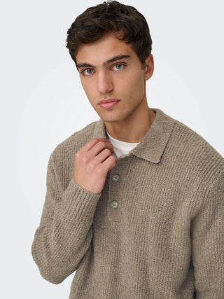 ONLY&SONS POLO DALE A MANICHE LUNGHE 22033324 WLT