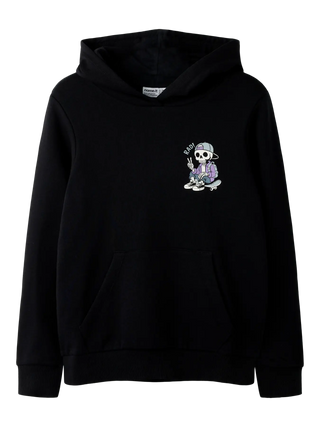 NAME IT FELPA LASSE CON CAPPUCCIO  E STAMPA SUL RETRO 13257717 BLK