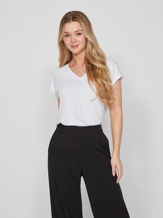 VILA T-SHIRT MODALA MANICA CORTA SCOLLO A V DONNA 14074847 OTS