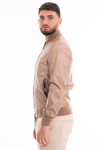 MARKUP GARMENT-DYED ECO-LEATHER BOMBER JACKET MK694029 CRD