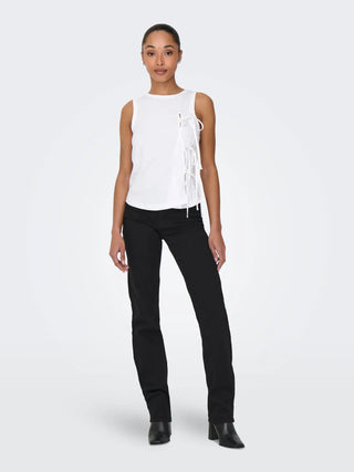 ONLY WILL TOP IN COTONE CON DETTAGLIO LACCI LATERALI DONNA (col:bright white) 15343430 BGW
