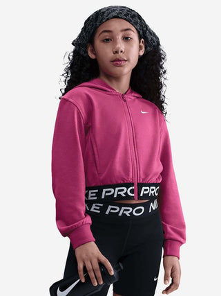 NIKE FELPA ZIP E CAPPUCCIO CON ELASTICO IN VITA C/LOGO A CONTRASTO JR HQ9312 634