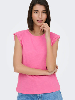 JACQUELINE DE YONG SALVA T-SHIRT GIROMANICA CON RICAMO DONNA 15318217 WDO