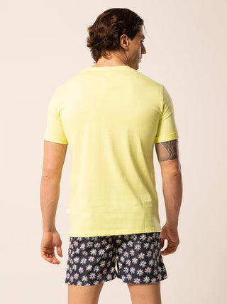 LORD PARTENOPEI T-SHIRT WITH FLOWER PATTERN POCKET TM24-BLOSSOM YELLOW