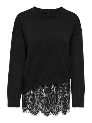 ONLY MAGLIONE EVIE CON PIZZO 15382505 BLK