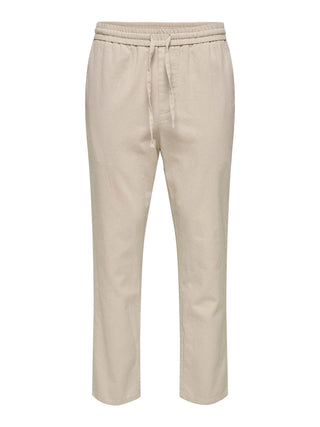 ONLY&SONS LINUS CROP PANTALONI IN LINO CON LACCI UOMO (COL:SILVER LINING 22024966 SVL