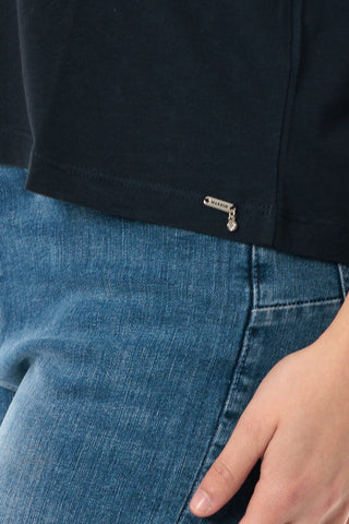 MARKUP T-SHIRT GIROCOLLO CON DETTAGLIO SULLE SPALLE DONNA MW861005 BLU