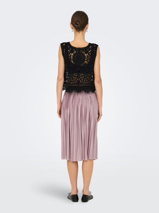 JACQUELINE DE YONG VIC CARDIGAN SENZA MANICHE RICAMATO CON LACCETTO DONNA (col:black) 15347425 BLK