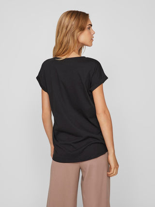 VILA WOMEN'S DREAMERS SHORT SLEEVE T-SHIRT 14083083 BLK