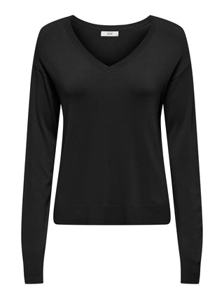 JACQUELINE DE YONG BASIC V-NECK PULLOVER WOMEN 15320756 BLK
