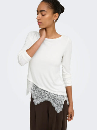 ONLY LAILA MAGLIA MANICA LUNGA CON PIZZO 15384850 CLD