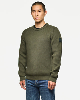 WEEKEND OFFENDER MAGLIONE IN LANA MORELLO  GIROCOLLO CON PATCH SU MANICA KW3A04 MORELLO BLKF