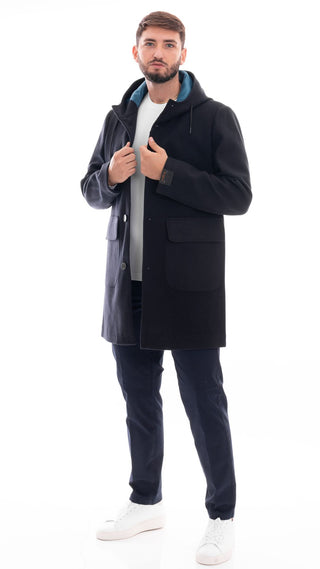 MARKUP PARKA LUNGO CON CAPPUCCIO E BOTTONI UOMO MK794619 BLU