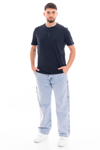 MARKUP T-SHIRT SERAFINOMEZZA JERSEY SLEEVES WITH CONTRASTS MK691019 BLUE