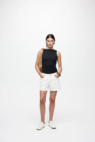 VILA T-SHIRT KENZA SMANICATA CON SCOLLO A U 14089092 BLK
