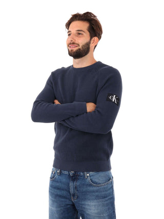 CALVIN KLEIN JEANS MAGLIONE GIROCOLLO CON LOGO SU MANICA UOMO J323989 PPK