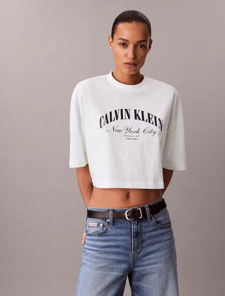 CALVIN KLEIN JEANS T-SHIRT CROPPED CON LOGO GRANDE CK DONNA LV047F813G YAF