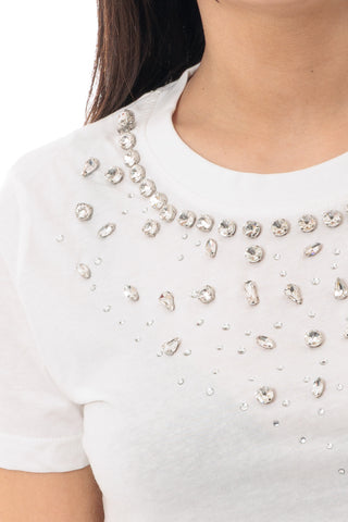 MARKUP T-SHIRT GIROCOLLO CON DETTAGLIO SU SCOLLO DONNA MW861003 OFW