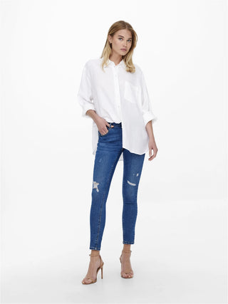 WOMEN'S ONLY LINEN SHIRT TOKYO LONG SLEEVE BLEND 15259585 BGW