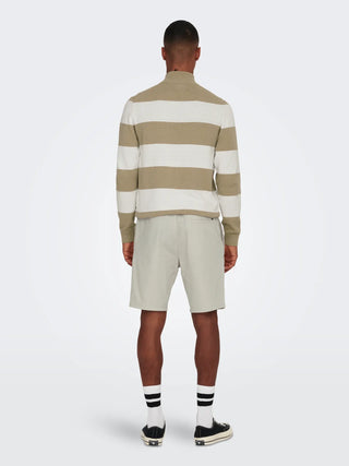ONLY&SONS LINUS BERMUDA IN LINO CON CHIUSURA LACCIO UOMO (col:silver lining) 22024967 SVL