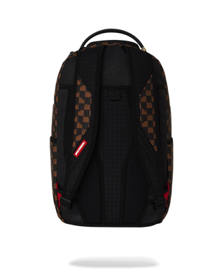 SPRAYGROUND BROWN AND  CREAM DRIP CHECK SHARK ZAINO B8552