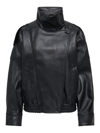 ONLY GIACCA VANI IN ECOPELLE, CHIUSURA CHIODO A COLLO ALTO 15380880 BLK