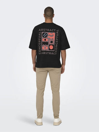 ONLY&amp;SONS MEN'S T-SHIRT LENNY OVERSIZE ELEMENT SHORT SLEEVES 22028675 BLK