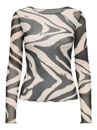 JACQUELINE DE YONG ELSA T-SHIRT IN RETE DONNA 15356004 BWG