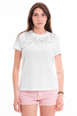 MARKUP JERSEY T-SHIRT WITH RHINESTONES AND STONES MW661009 BNC