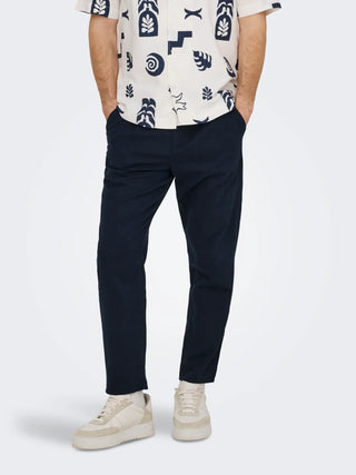 ONLY&SONS PANTALACCIO IN LINO LEO CROP 22025785 DKN