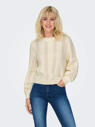 ONLY RUBINA PERFORATED CREW NECK SWEATER WOMEN 15317515 WTG