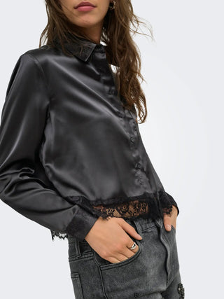ONLY CAMICIA INDONA IN RASO E PIZZO 15380413 BLK