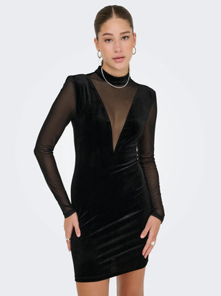 ONLY SMOOTH ABITO IN VELLUTO CON VELO 15360667 BLK