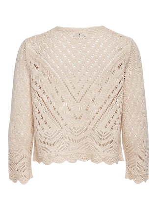 JACQUELINE DE YONG CARDIGAN SUN 3/4 CROPPED WITHOUT BUTTONS PERFORATED WOMEN (TAPIOCA) 15184486 TPC