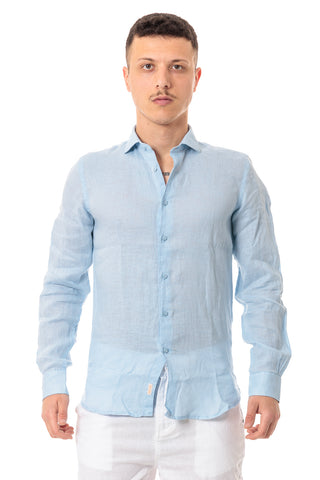 IMPURE CAMICIA IN LINO SLIM CON COLLETTO FRANCESE TINTO IN TESSUTO UOMO RILEY LINC25