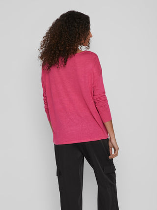 VILA T-SHIRT BELLA O-NECK LONG SLEEVE KNIT DONNA 14079773 PNY