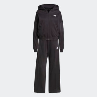 ADIDAS TUTA ADIDAS FELPA ZIP E CAPPUCCIO  + PANTALONE A ZAMPA CON LOGO DONNA JF3388