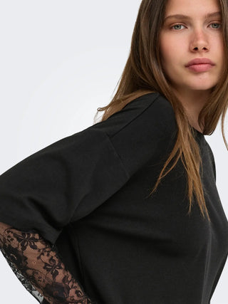 ONLY T-SHIRT TAHLIA CON MANICA IN PIZZO 15381333 BLK