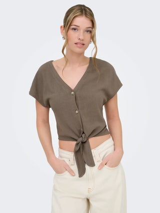 ONLY CAMICIA SMANICATA IN LINO CON NODO SIESTA 15322270 WLT