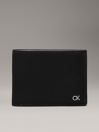CALVIN KLEIN MEN'S 10CC METAL PLAQUE TRIFOLD WALLET WITH LOGO K512291 BEH