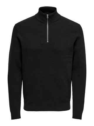 ONLY&SONS MAGLIONE PHIL CON ZIP UOMO 22023210 BLK