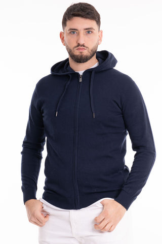 MARKUP FELPA CON CAPPUCCIO FULL ZIP IN COTONE MK690009 BLU