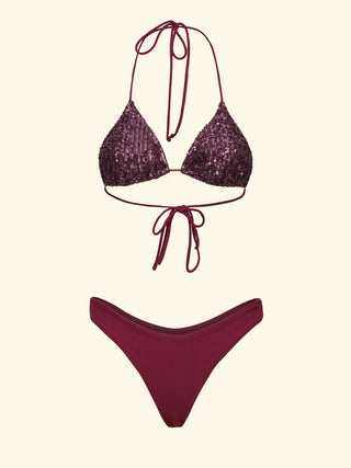 FK Bikini Donna F**K Triangolo con Slip Americano Fisso Bordeaux SW0600BD