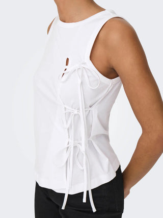 ONLY WILL TOP IN COTONE CON DETTAGLIO LACCI LATERALI DONNA (col:bright white) 15343430 BGW