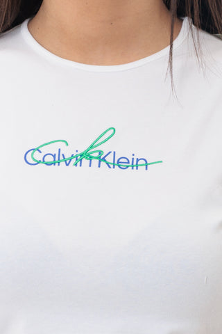 CALVIN KLEIN JEANS T-SHIRT WITH CK LOGO SLIM WOMEN LV047B828G YAA